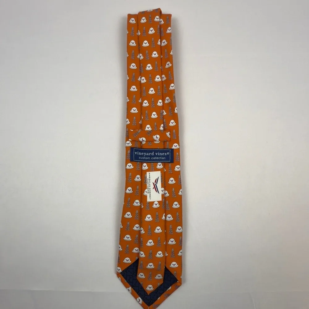 Vineyard Vines Mens Orange Silk Oil Derrick Tie American‎ Energy Partners